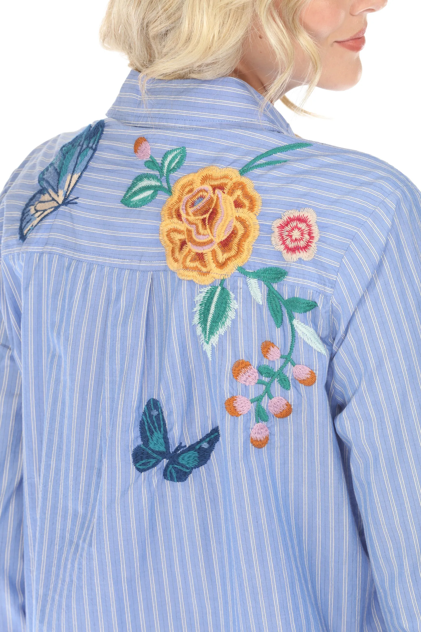 Johnny Was Workshop Taymia Side Button Slit Overshirt Dress W39024 Boho Chic