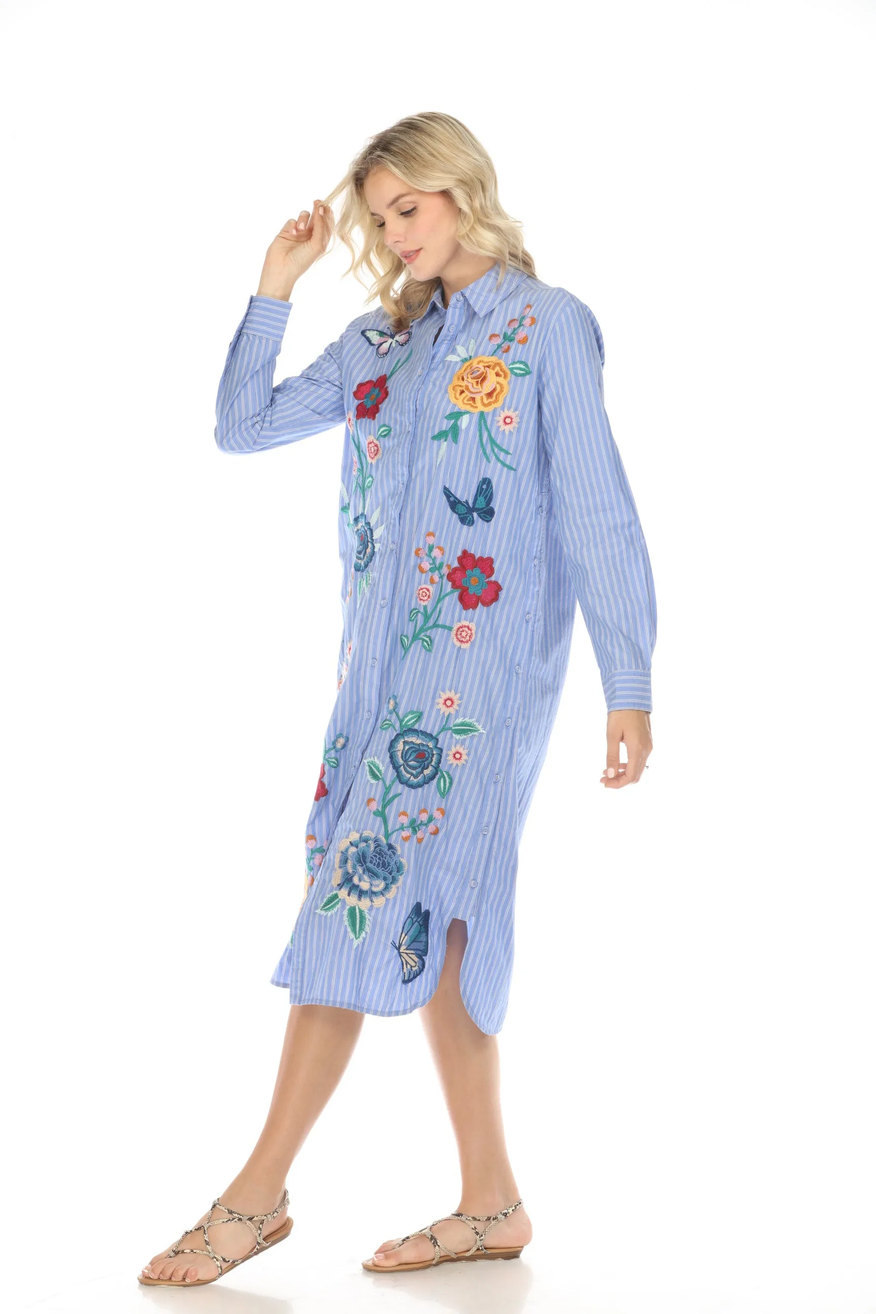Johnny Was Workshop Taymia Side Button Slit Overshirt Dress W39024 Boho Chic