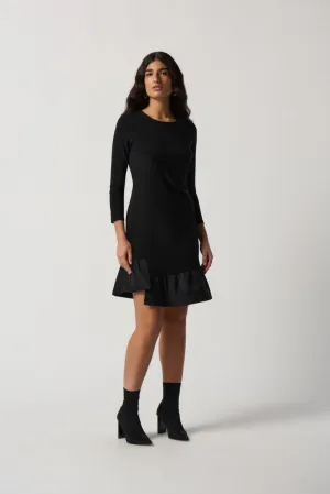 Joseph Ribkoff Black Asymmetric Ruffled Long Sleeve Fit & Flare Dress 233274