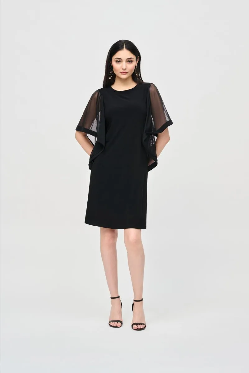 Joseph Ribkoff Black Mesh Butterfly Bell Sleeve Dress 243272