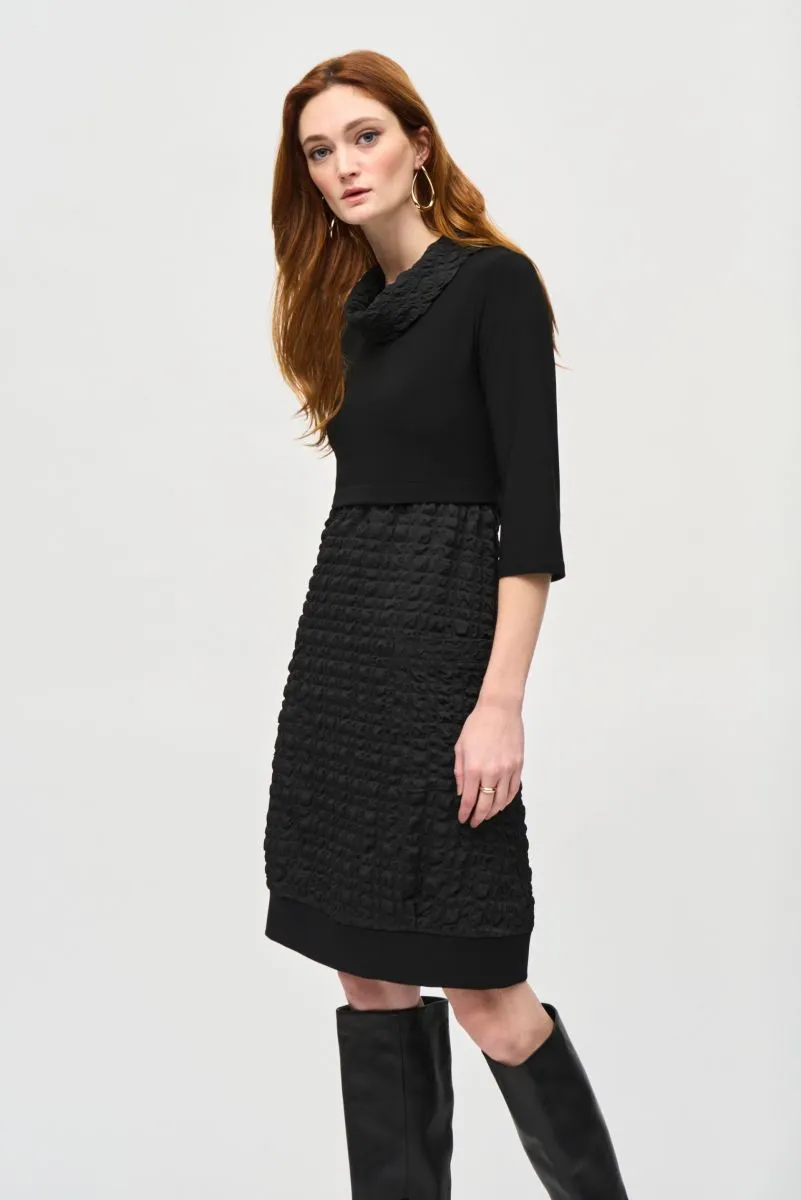 Joseph Ribkoff Bubble Textured Cowl Neck Cocoon Dress 243114