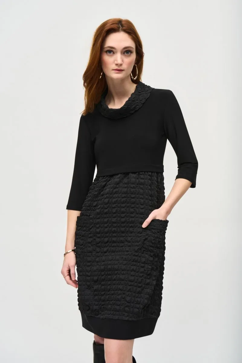 Joseph Ribkoff Bubble Textured Cowl Neck Cocoon Dress 243114