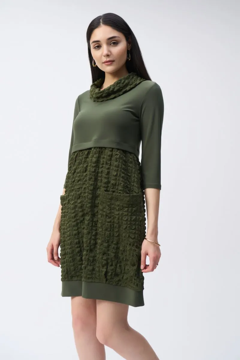Joseph Ribkoff Bubble Textured Cowl Neck Cocoon Dress 243114