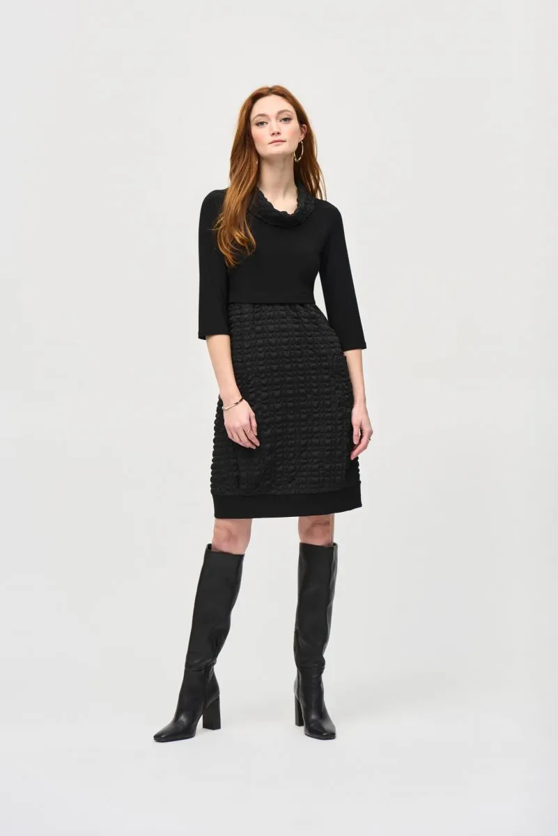 Joseph Ribkoff Bubble Textured Cowl Neck Cocoon Dress 243114