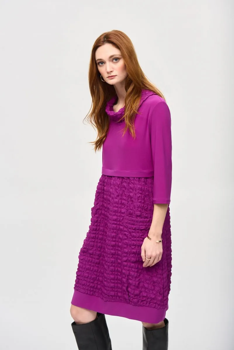Joseph Ribkoff Bubble Textured Cowl Neck Cocoon Dress 243114