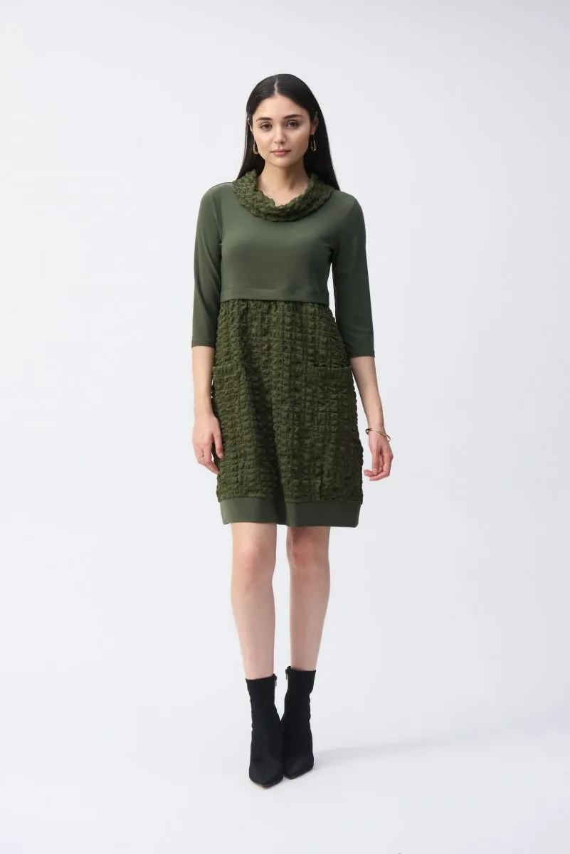 Joseph Ribkoff Bubble Textured Cowl Neck Cocoon Dress 243114