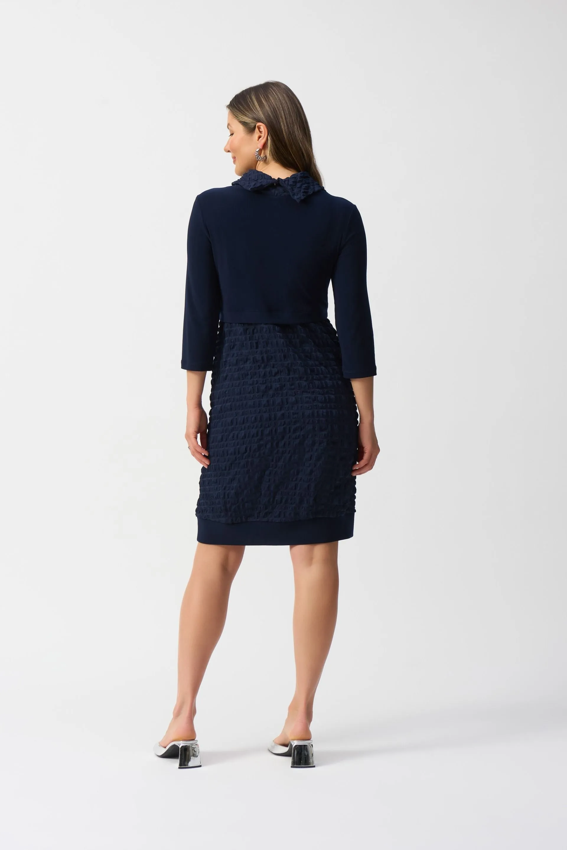 Joseph Ribkoff Bubble Textured Cowl Neck Cocoon Dress 243114