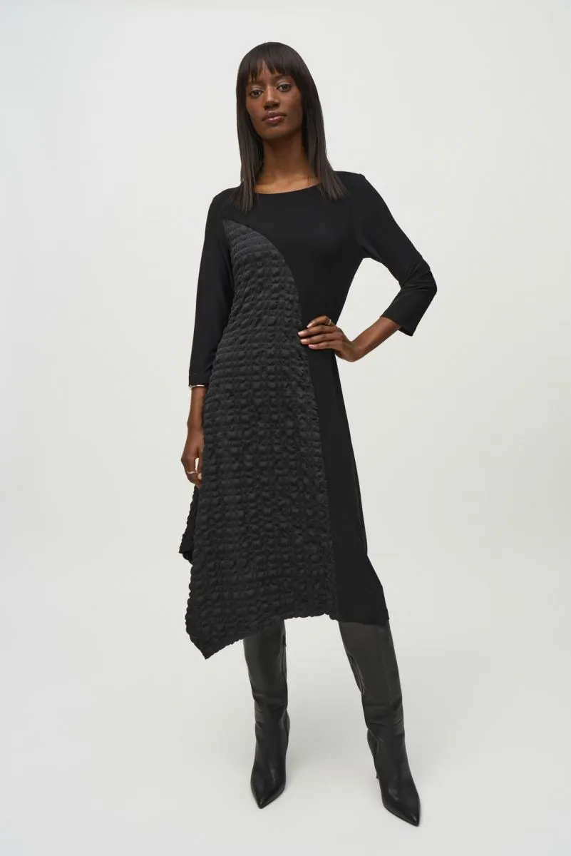 Joseph Ribkoff Textured Asymmetrical Handkerchief Midi Dress 244037