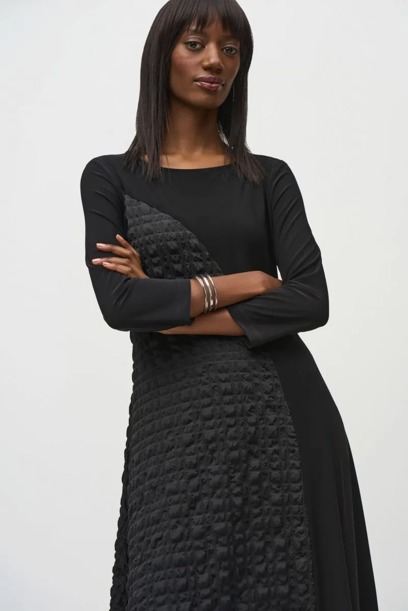 Joseph Ribkoff Textured Asymmetrical Handkerchief Midi Dress 244037