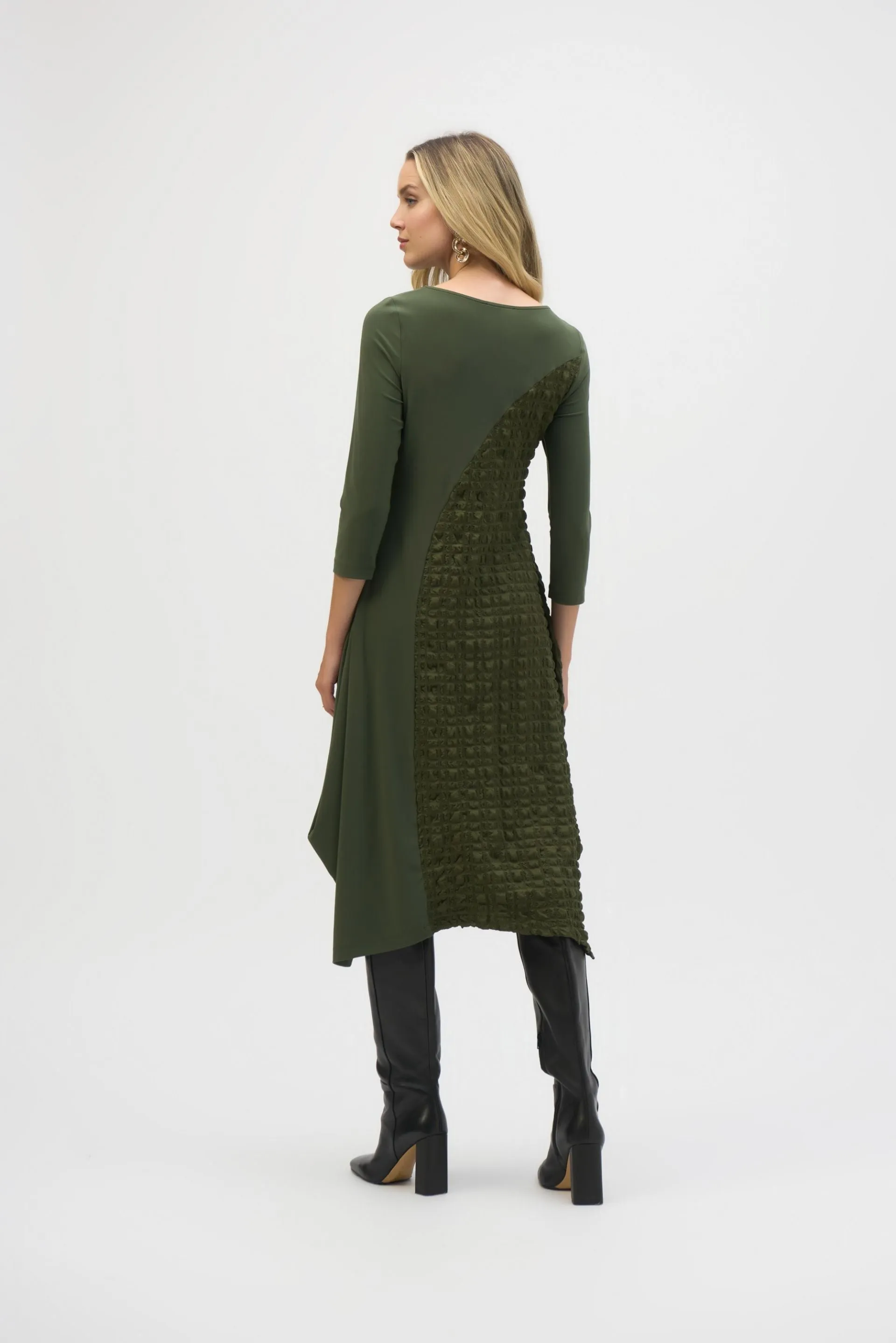 Joseph Ribkoff Textured Asymmetrical Handkerchief Midi Dress 244037