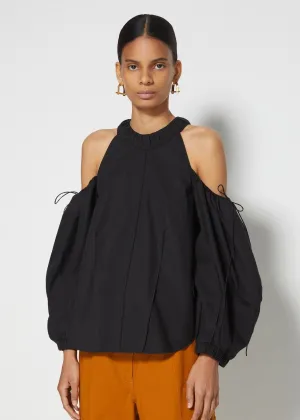 Josie Cold Shoulder Puff Sleeve Top (Black)
