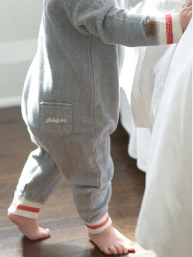 Juddlies - Organic Driftwood Grey Baby Sleepsuit / Playsuit - Cottage Collection