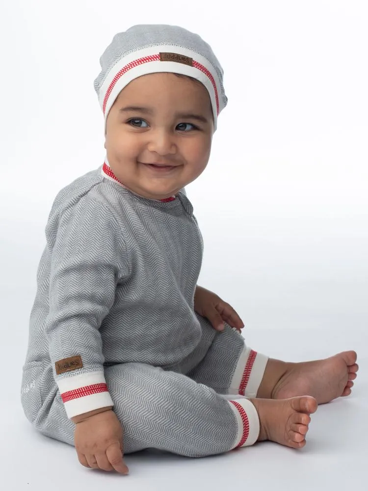 Juddlies - Organic Driftwood Grey Baby Sleepsuit / Playsuit - Cottage Collection