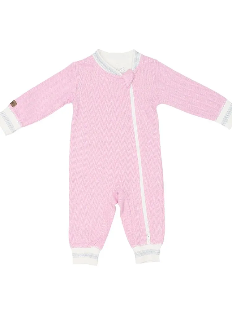 Juddlies - Organic Sunset Pink Baby Sleepsuit/  Playsuit - Cottage Collection