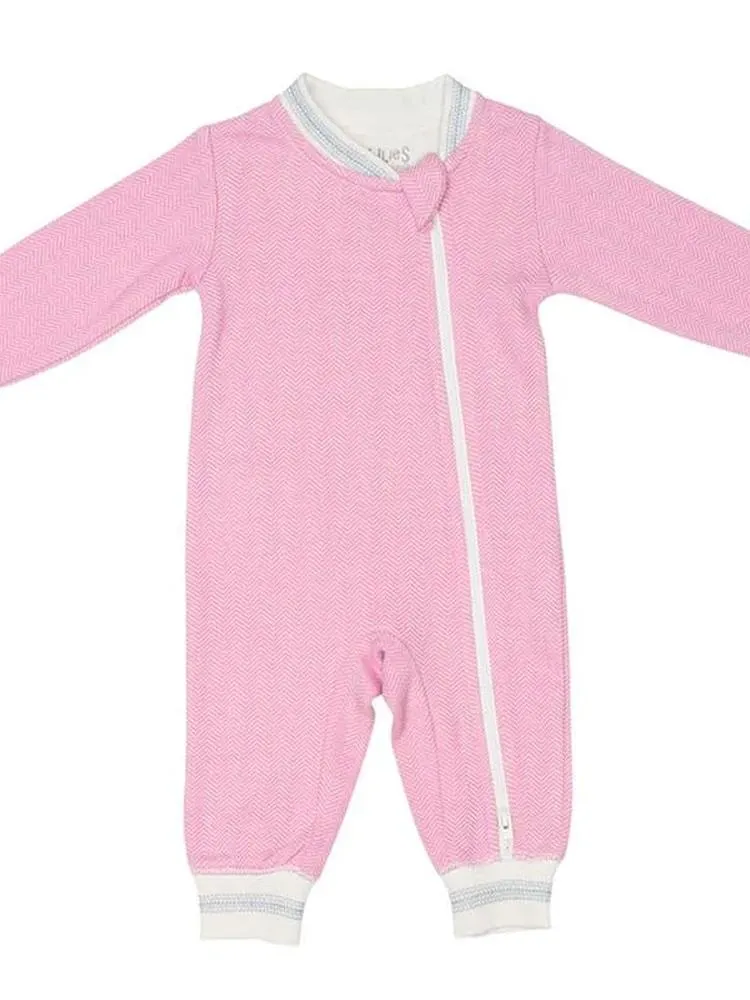 Juddlies - Organic Sunset Pink Baby Sleepsuit/  Playsuit - Cottage Collection