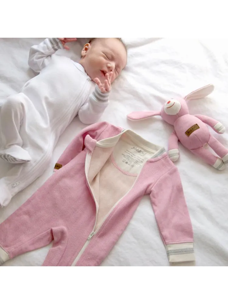 Juddlies - Organic Sunset Pink Baby Sleepsuit/  Playsuit - Cottage Collection