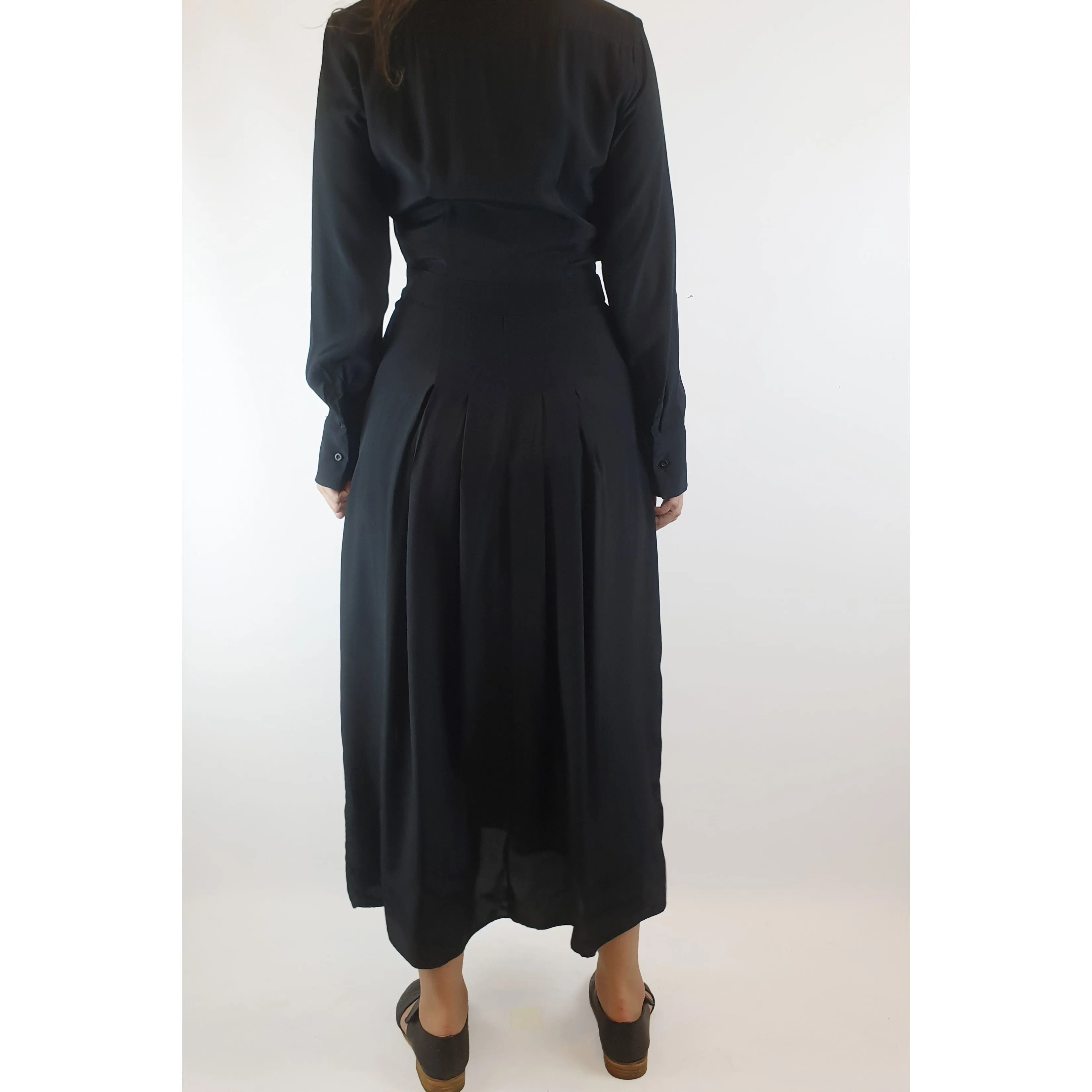 Jump black silky feel long sleeve maxi shirt dress size 10 (small fit, best fits size 8)