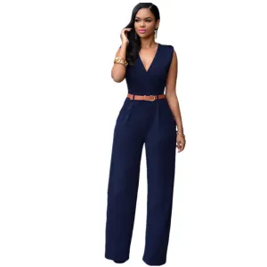 Jumpsuit Long Pants Overalls Dear Lover Women's Fashion Red V Neck Belt Embellished Elegant Playsuit Lady Work Wear LC64003