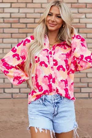 KaleaBoutique Blooming Floral Print Puff Sleeve Buttoned Shirt