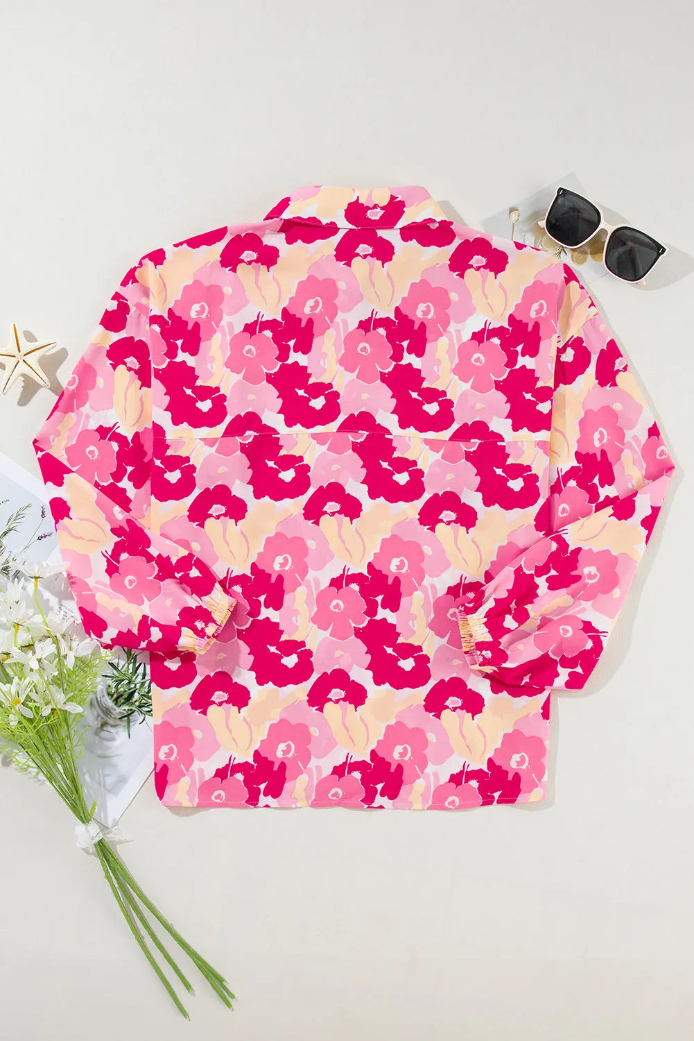 KaleaBoutique Blooming Floral Print Puff Sleeve Buttoned Shirt