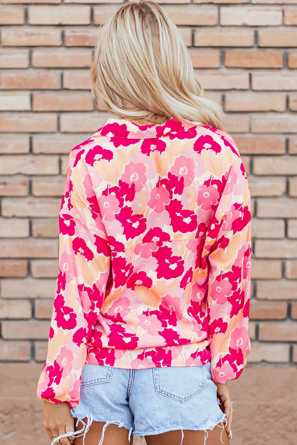 KaleaBoutique Blooming Floral Print Puff Sleeve Buttoned Shirt