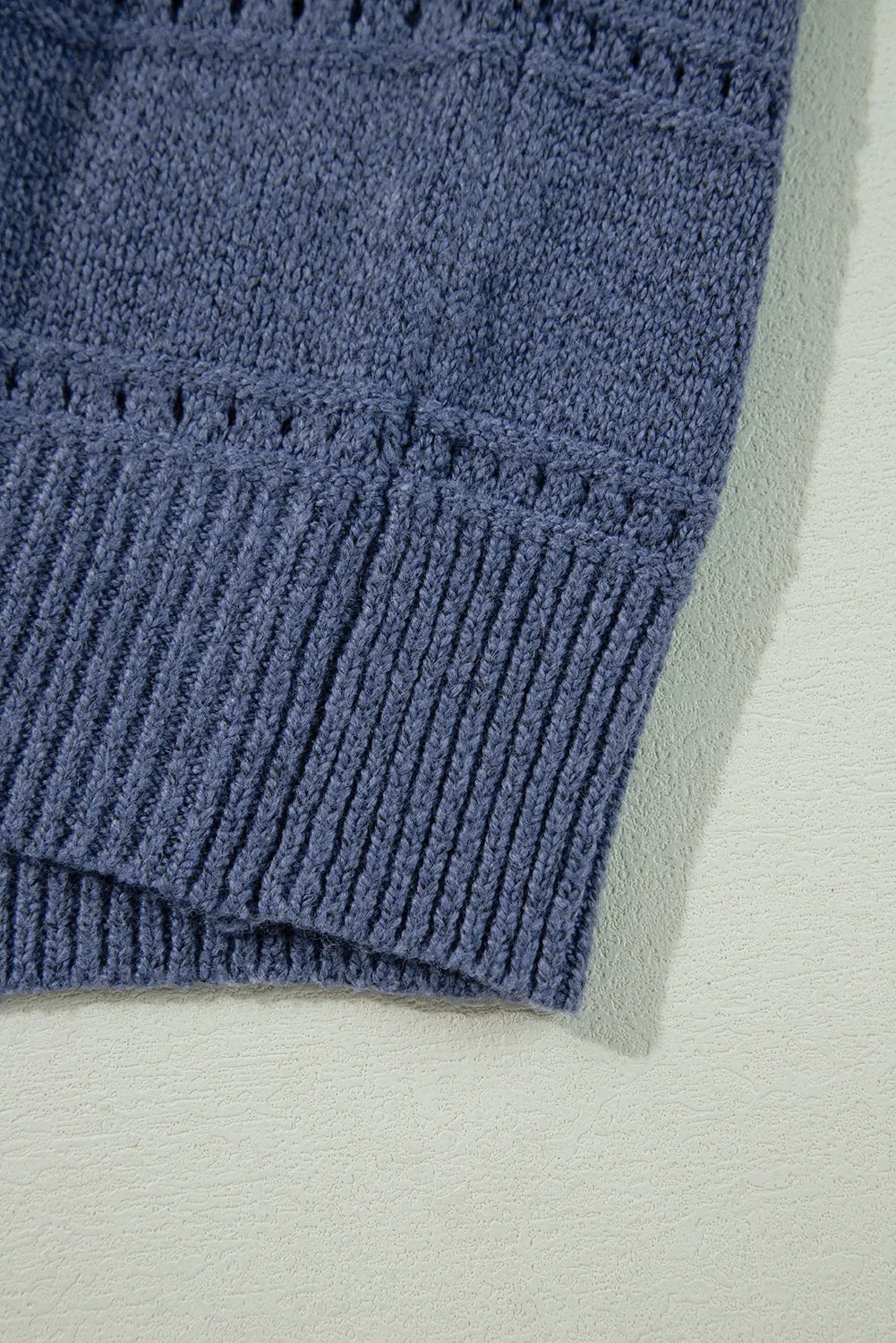 KaleaBoutique Boat Neck Drop Shoulder Pointelle Knit Sweater