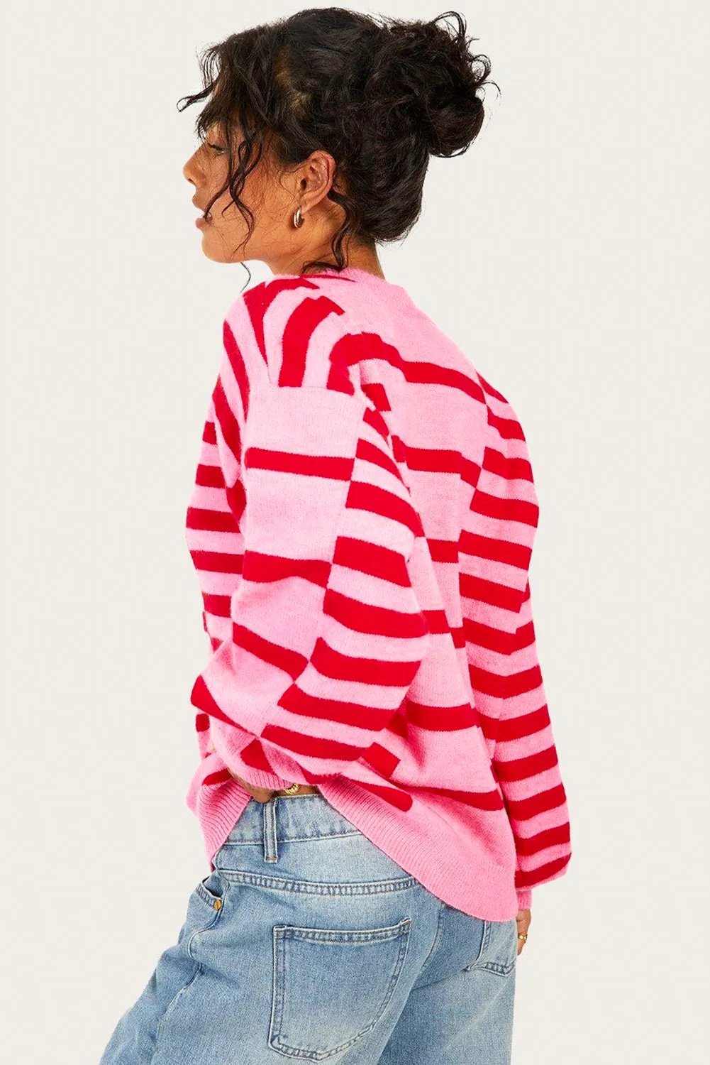 KaleaBoutique Bubble Sleeve Drop Shoulder Ribbed Trim Sweater