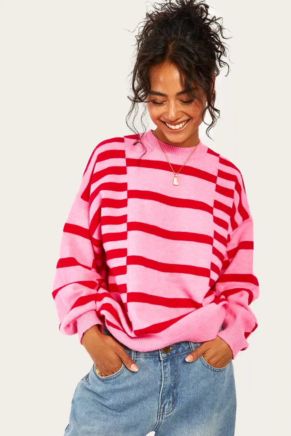 KaleaBoutique Bubble Sleeve Drop Shoulder Ribbed Trim Sweater