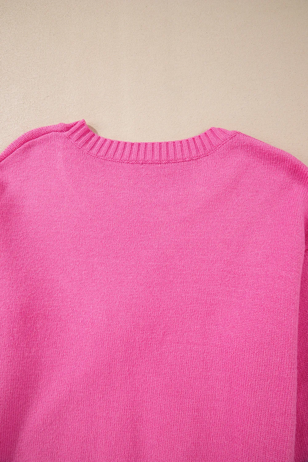 KaleaBoutique Corded Flower Bow Ribbed Trim Casual Sweater