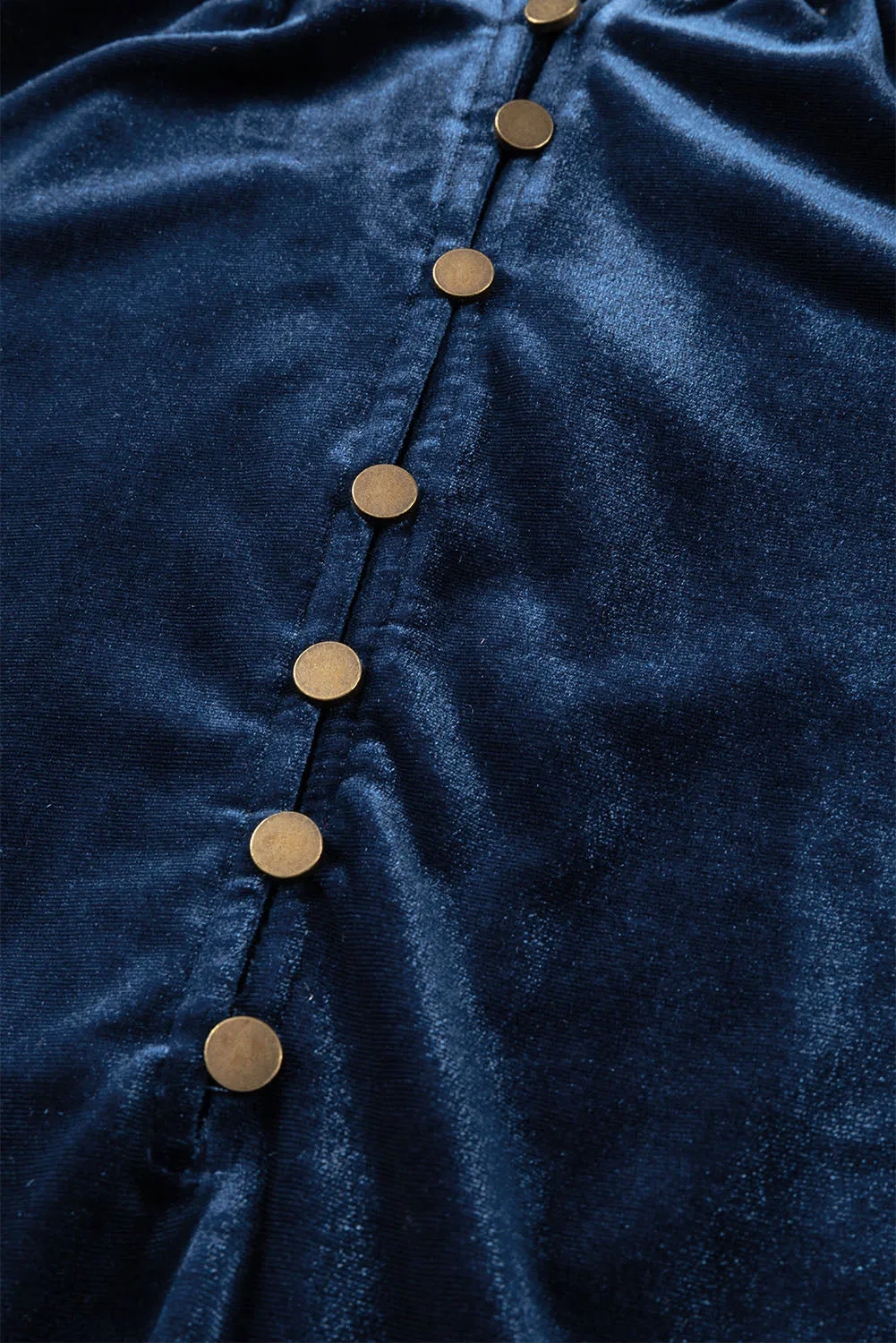 KaleaBoutique Frilled Neck Buttoned Front Velvet Top
