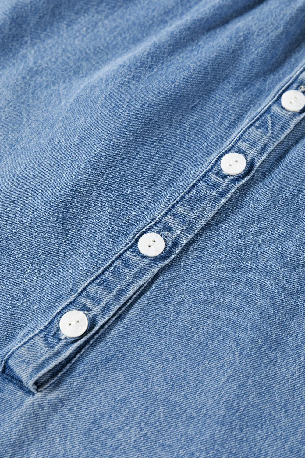 KaleaBoutique Frilled Raw Hem Half Buttoned Denim Top