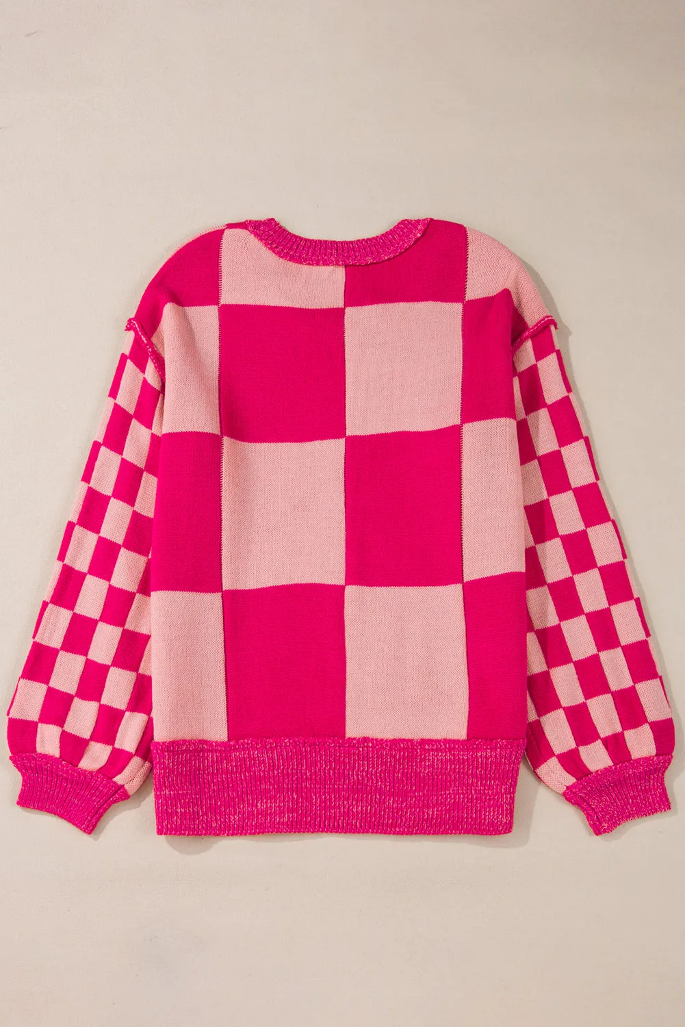 KaleaBoutique Mixed Checkered Pattern Drop Shoulder Loose Sweater