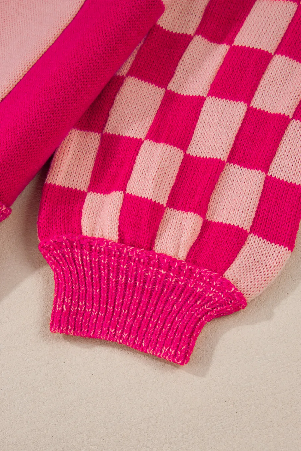 KaleaBoutique Mixed Checkered Pattern Drop Shoulder Loose Sweater