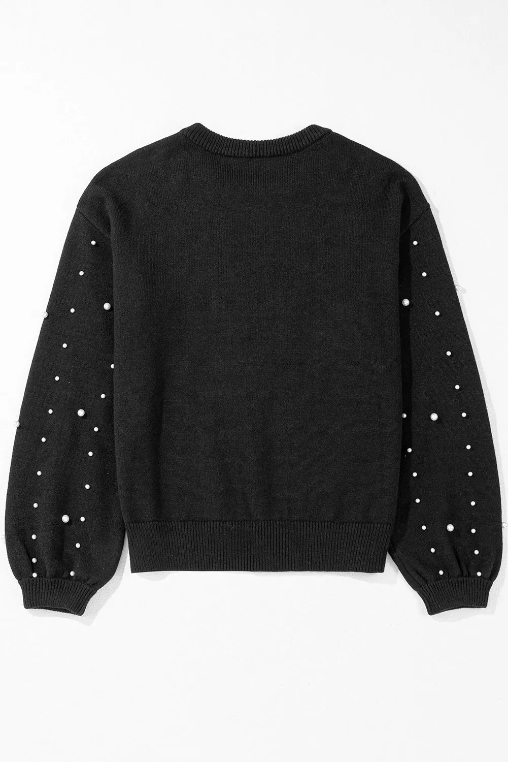 KaleaBoutique Pearled Drop Shoulder Round Neck Sweater