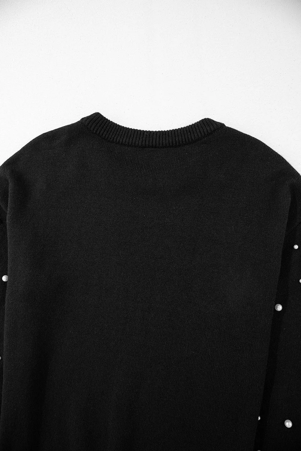 KaleaBoutique Pearled Drop Shoulder Round Neck Sweater