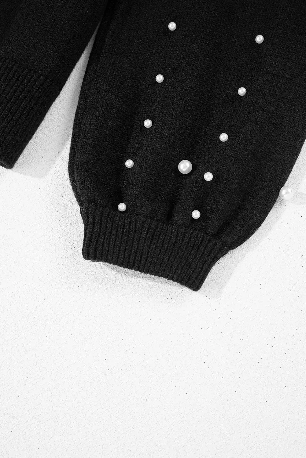 KaleaBoutique Pearled Drop Shoulder Round Neck Sweater