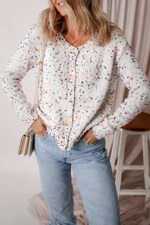 KaleaBoutique Rhinestone Decor Multicolor Confetti Sweater Cardigan