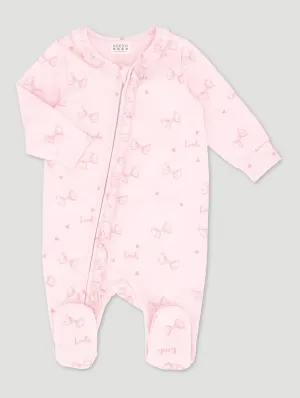 Keedo Baby Girls Pink Bow Cotton Lycra Sleepsuit