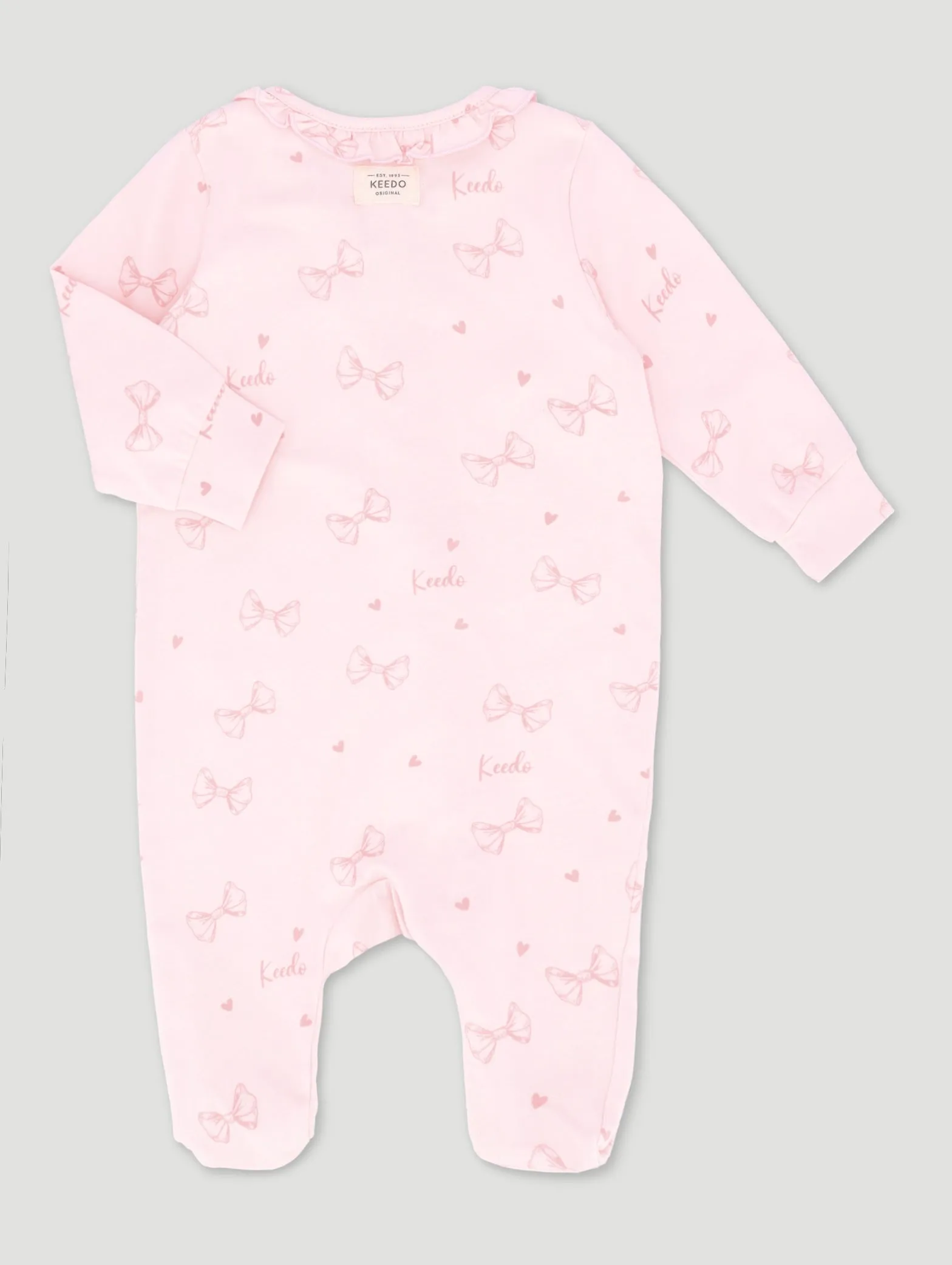 Keedo Baby Girls Pink Bow Cotton Lycra Sleepsuit