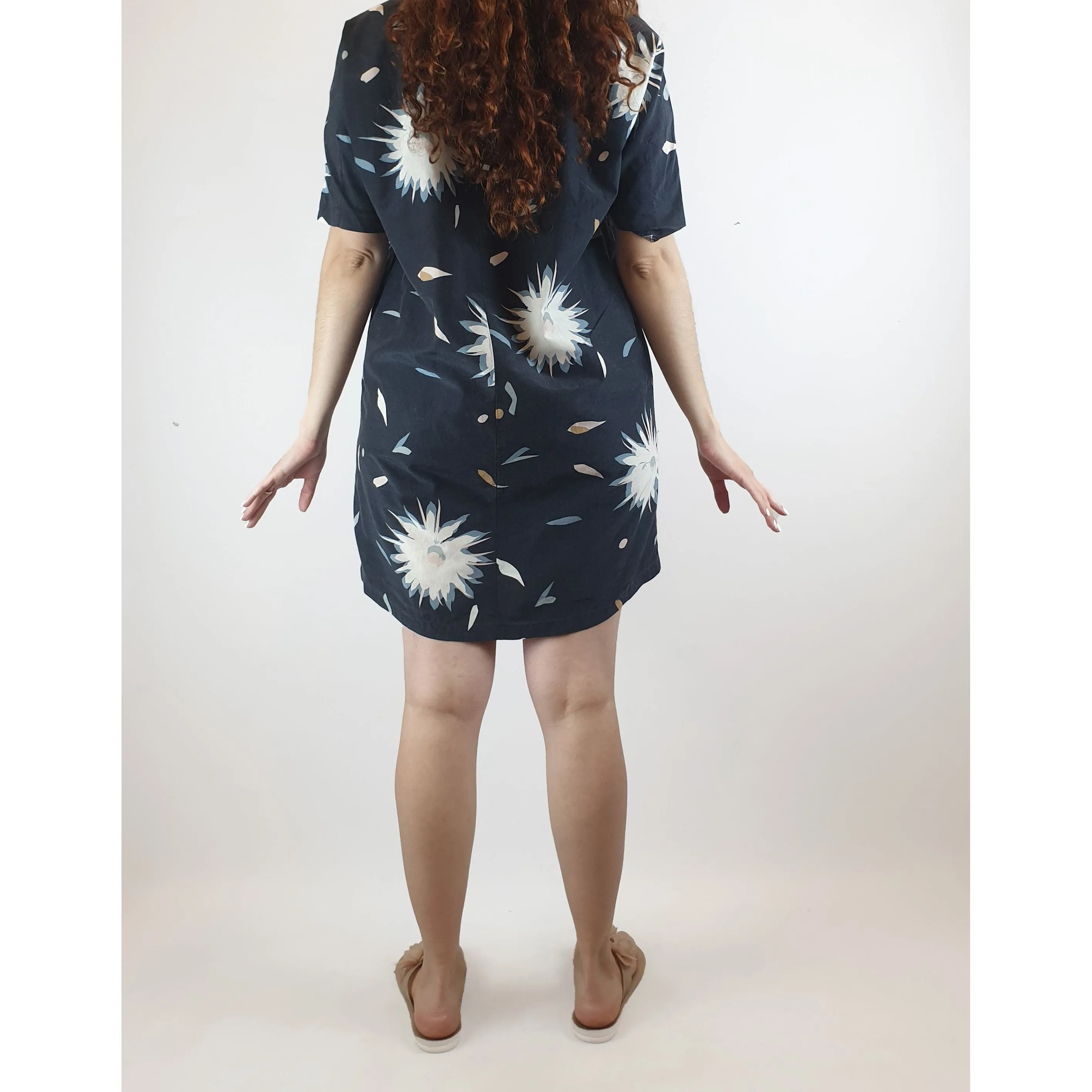 Kloke navy dress with cute flower and petal print size S (best fits size 10)