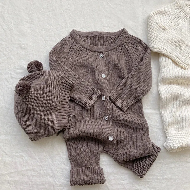 Knitted Bodysuit and Teddy Hat Set