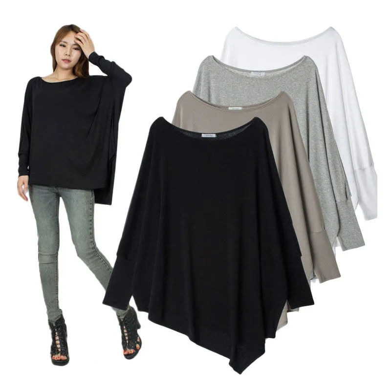 Large size irregular long blouses and shirts women batwing sleeve casual loose tops big size fashion
