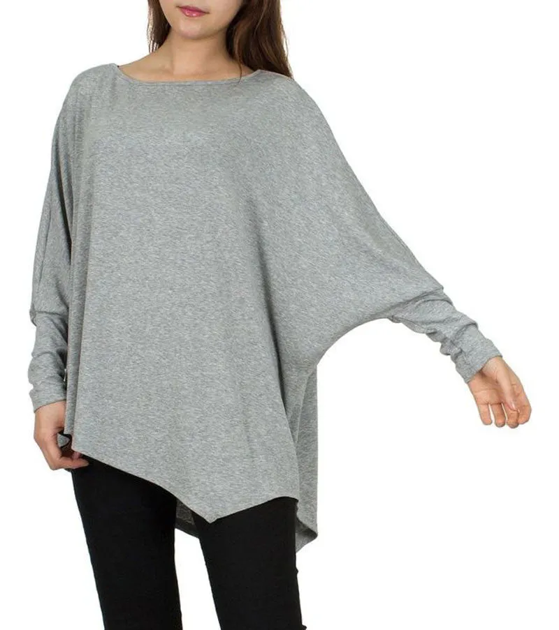 Large size irregular long blouses and shirts women batwing sleeve casual loose tops big size fashion