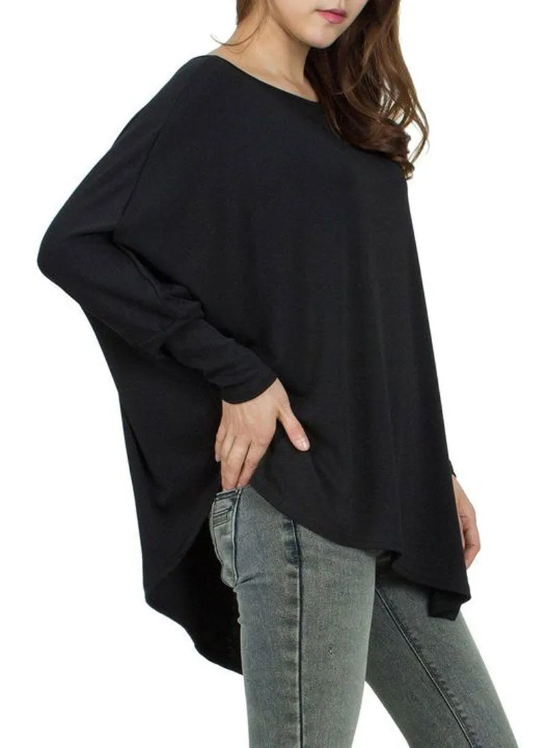 Large size irregular long blouses and shirts women batwing sleeve casual loose tops big size fashion
