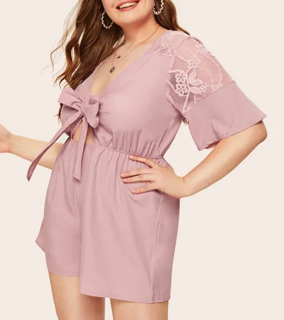 Large Size New Lace Stitching Jumpsuit