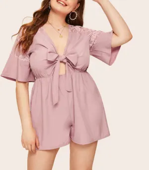 Large Size New Lace Stitching Jumpsuit