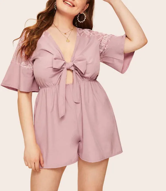 Large Size New Lace Stitching Jumpsuit