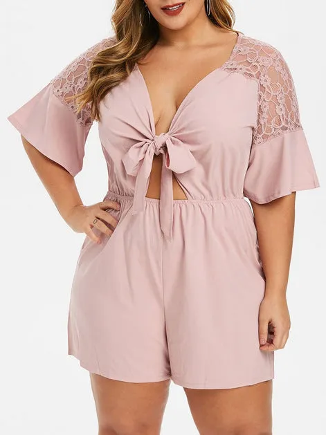Large Size New Lace Stitching Jumpsuit