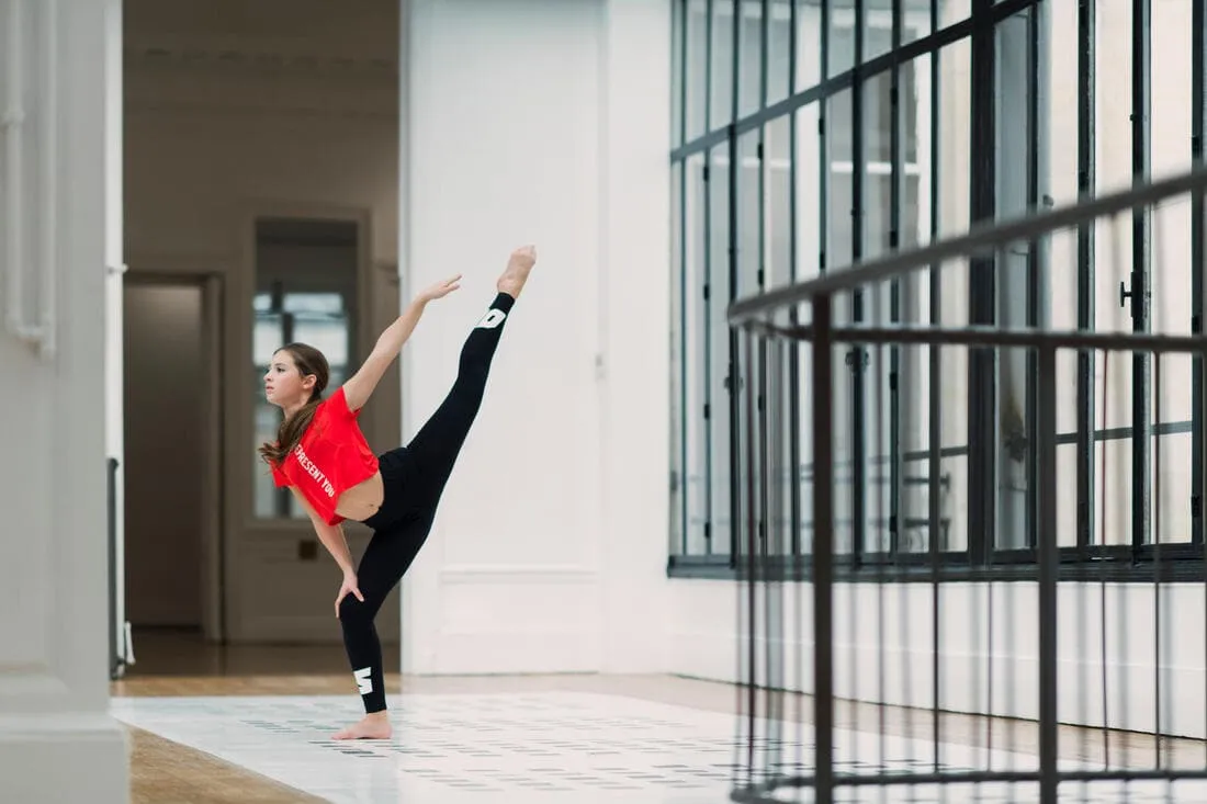 Legging danse moderne noir taille haute à graphisme fille