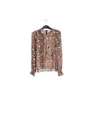 Leopard print and dots loose-fit top